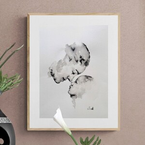 Mother and baby watercolor painting - motherhood wall art - original aquarelle - mom and child art - maternal love - minimalistic ink art