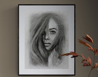 Passion artwork - original charcoal portrait drawing from photo - charcoal art - realistic drawing - face drawing - hand painted portrait