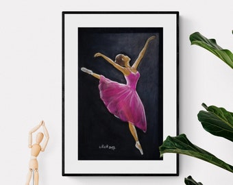 Ballet dancer pastel painting - Elegant wall art