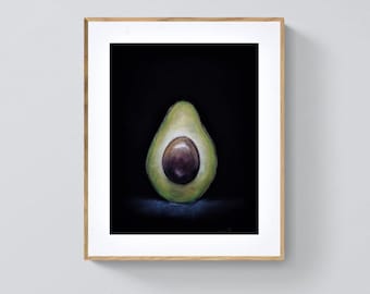 Avocado Oil Pastel Painting: Elegant Kitchen Still Life Art (16x12)