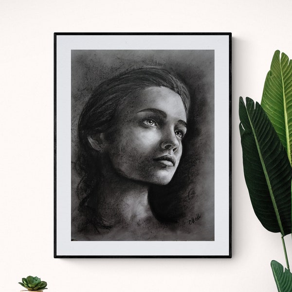 Charcoal Woman Art Etsy