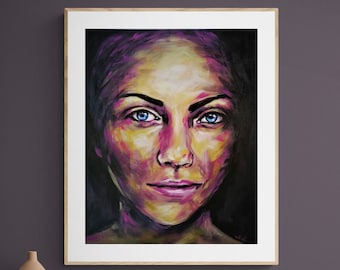 カラフルな肖像画 - 手作りのキャンバスアート - フェイスペイント - 委託絵画 - 厚塗り肖像画 - 厚塗り肖像画