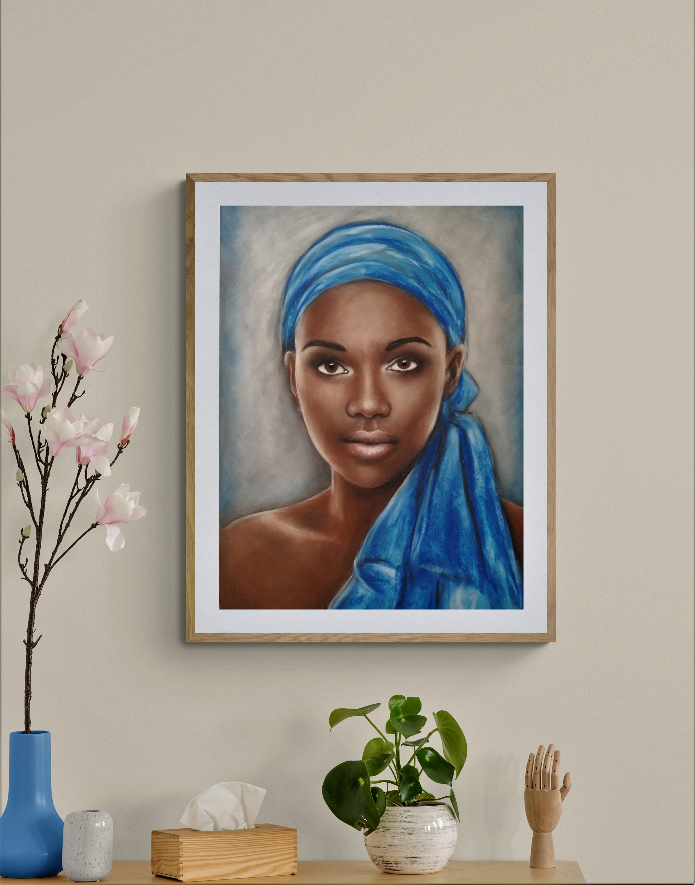 African American art original oil pastel portrait painting Etsy