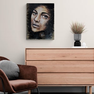 Modern wood wall art enjoy the wood wood art commission living room decor wood panel art painting on wood slice face drawing image 7