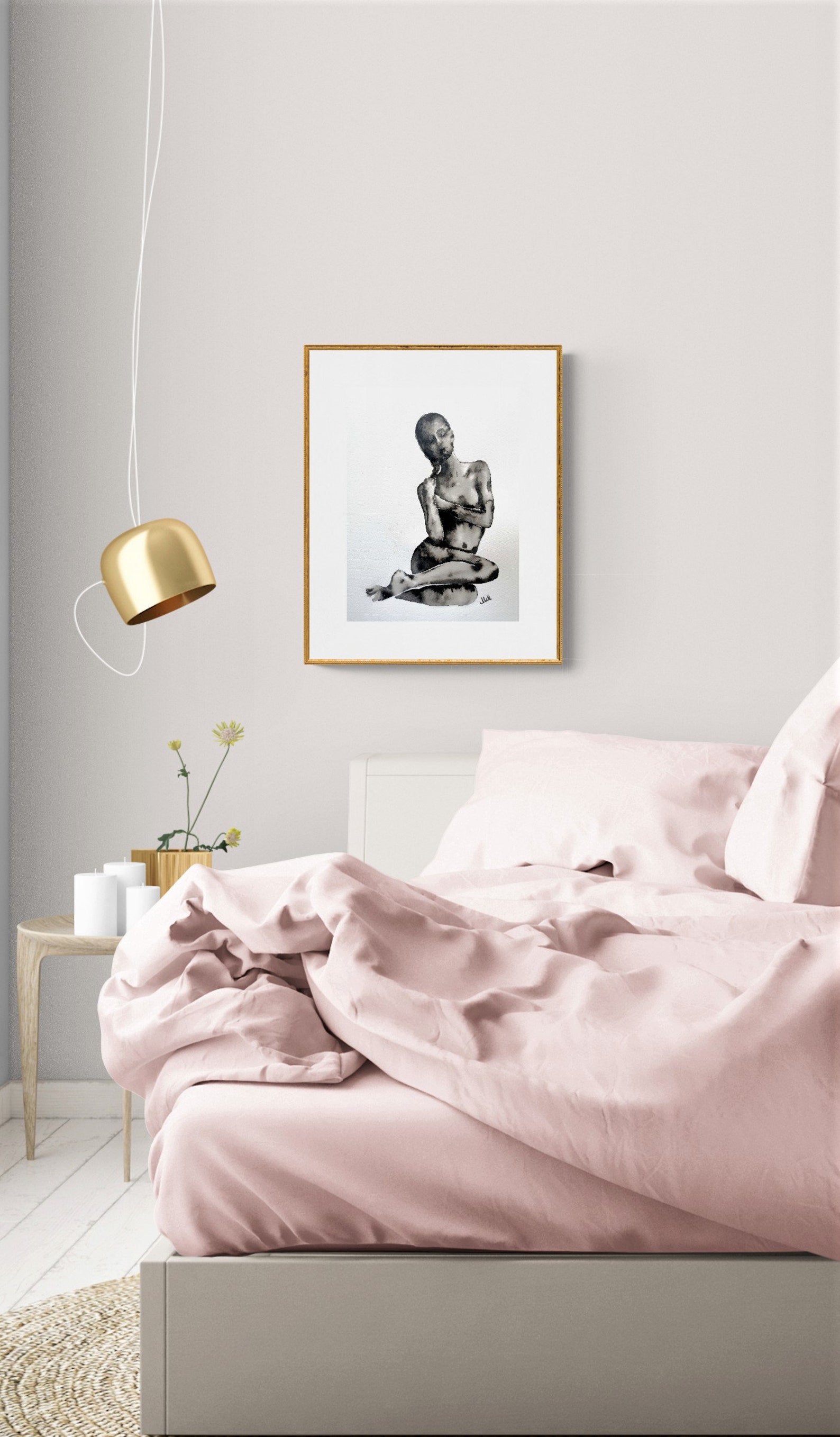 Black and White Bedroom Wall Art Original Erotic Nudity Etsy