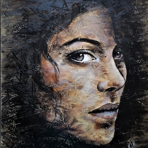 Enjoy the wood wall art - rustic wood wall decor - painting on wood slice - character drawing - realistic drawing on wood - portrait on wood