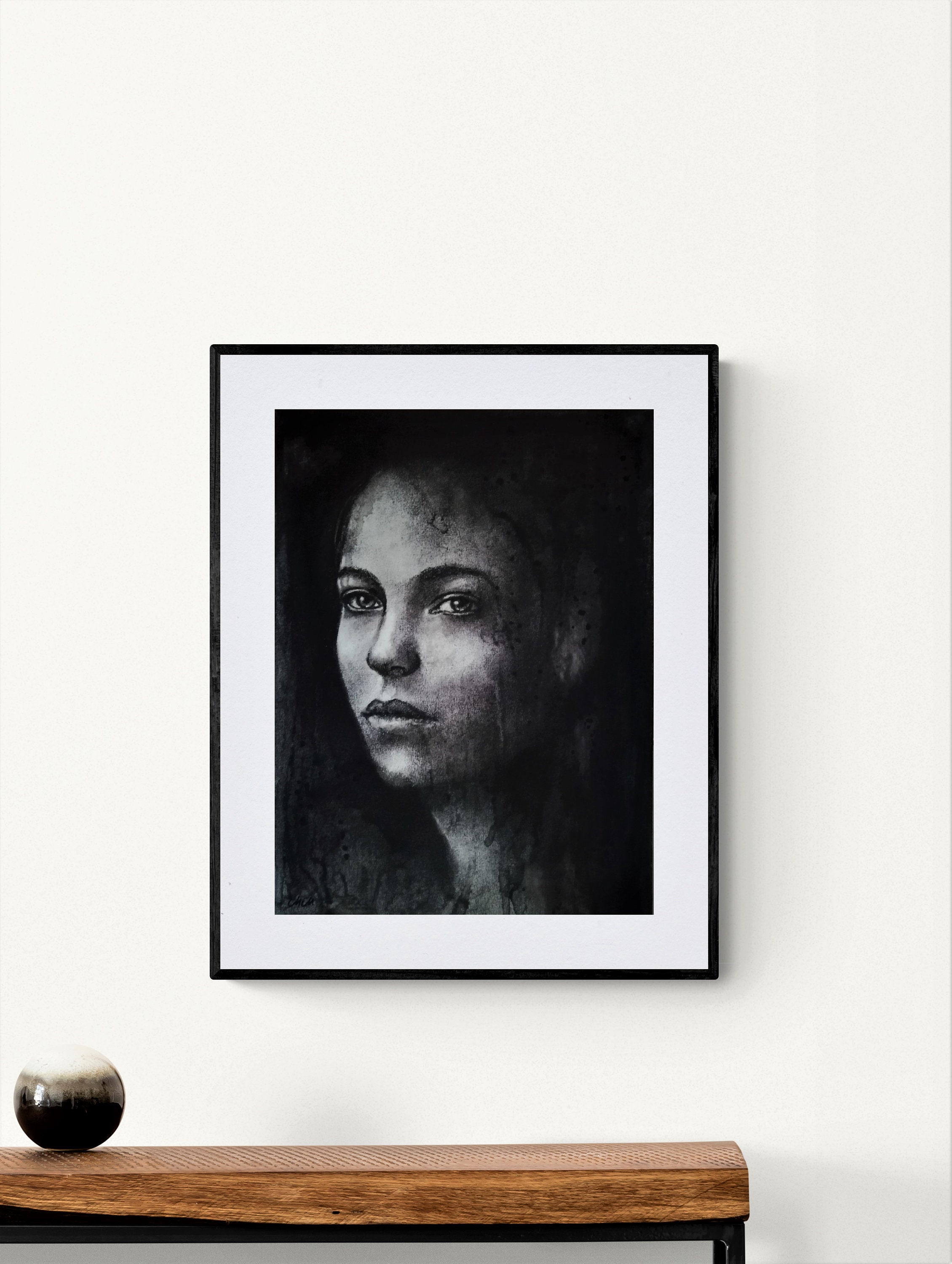 Dark charcoal art original black and white drawing Etsy
