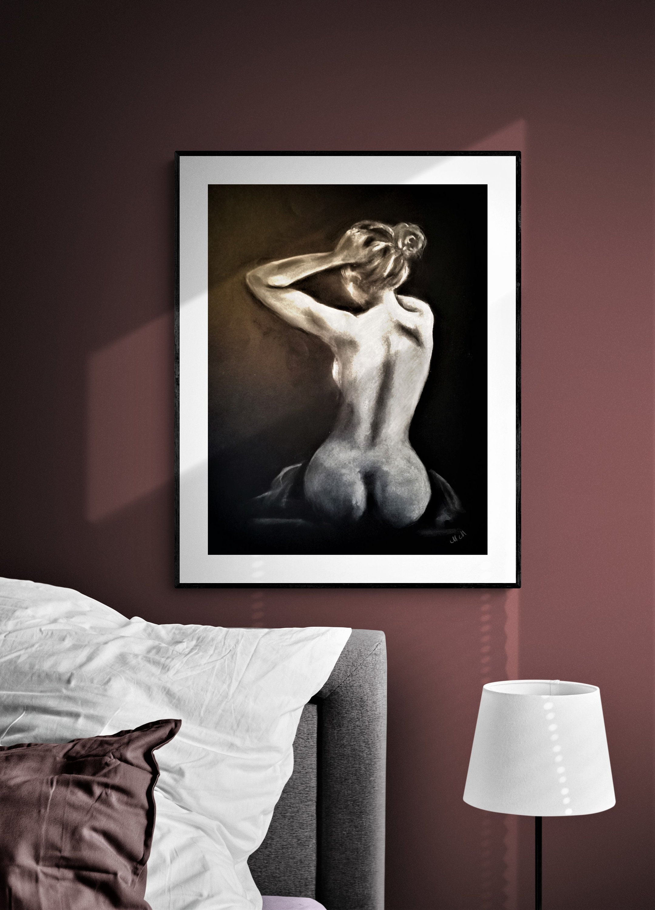 Naked Female Body Art Black and White Erotic Painting pic pic