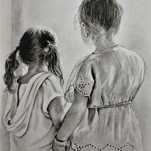 Custom Charcoal art - charcoal sketch drawing - custom hand drawing - commission painting - realistic graphite drawing - memory gift