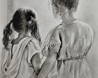 Custom Charcoal art - charcoal sketch drawing - custom hand drawing - commission painting - graphite drawing - realistic drawing