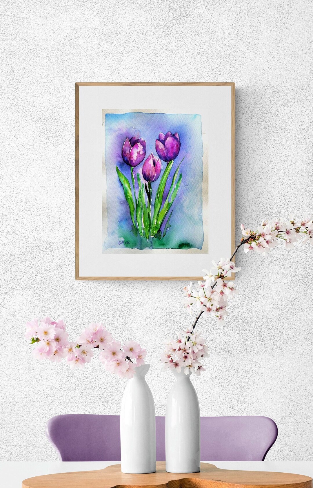 Tulip Painting - Spring Flower Painting - Original Watercolor Flower ...