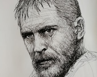 細い線の肖像画 - ファンキーな肖像画 - 線画 - 線のイラスト - 映画アート - 委託画 - 委託イラスト