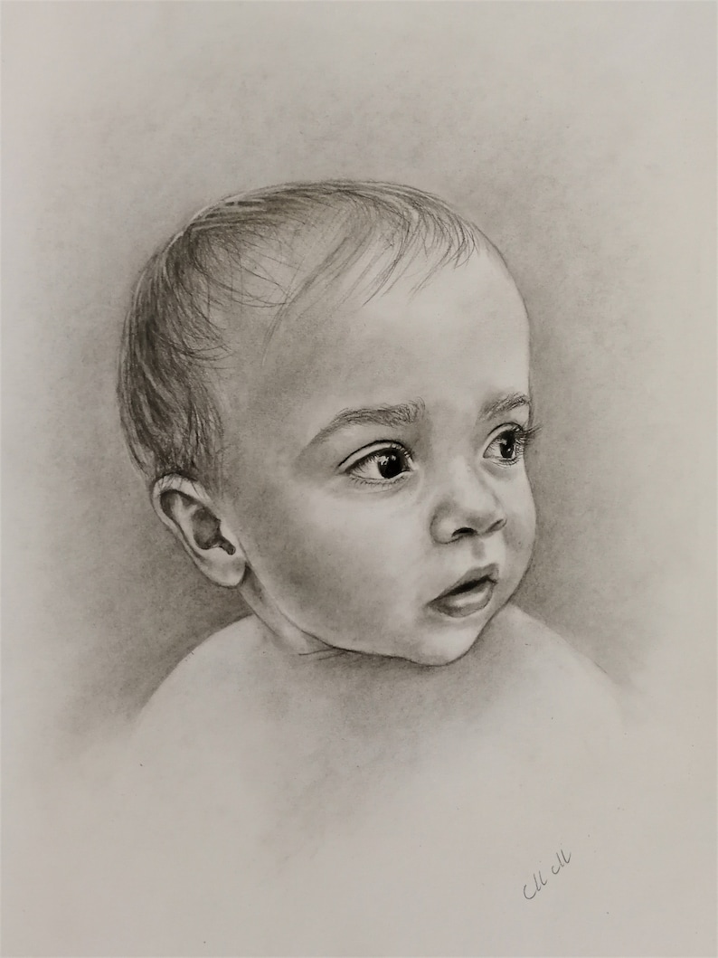 Hand Painted Custom Charcoal Art Loved One Portrait Drawing Etsy