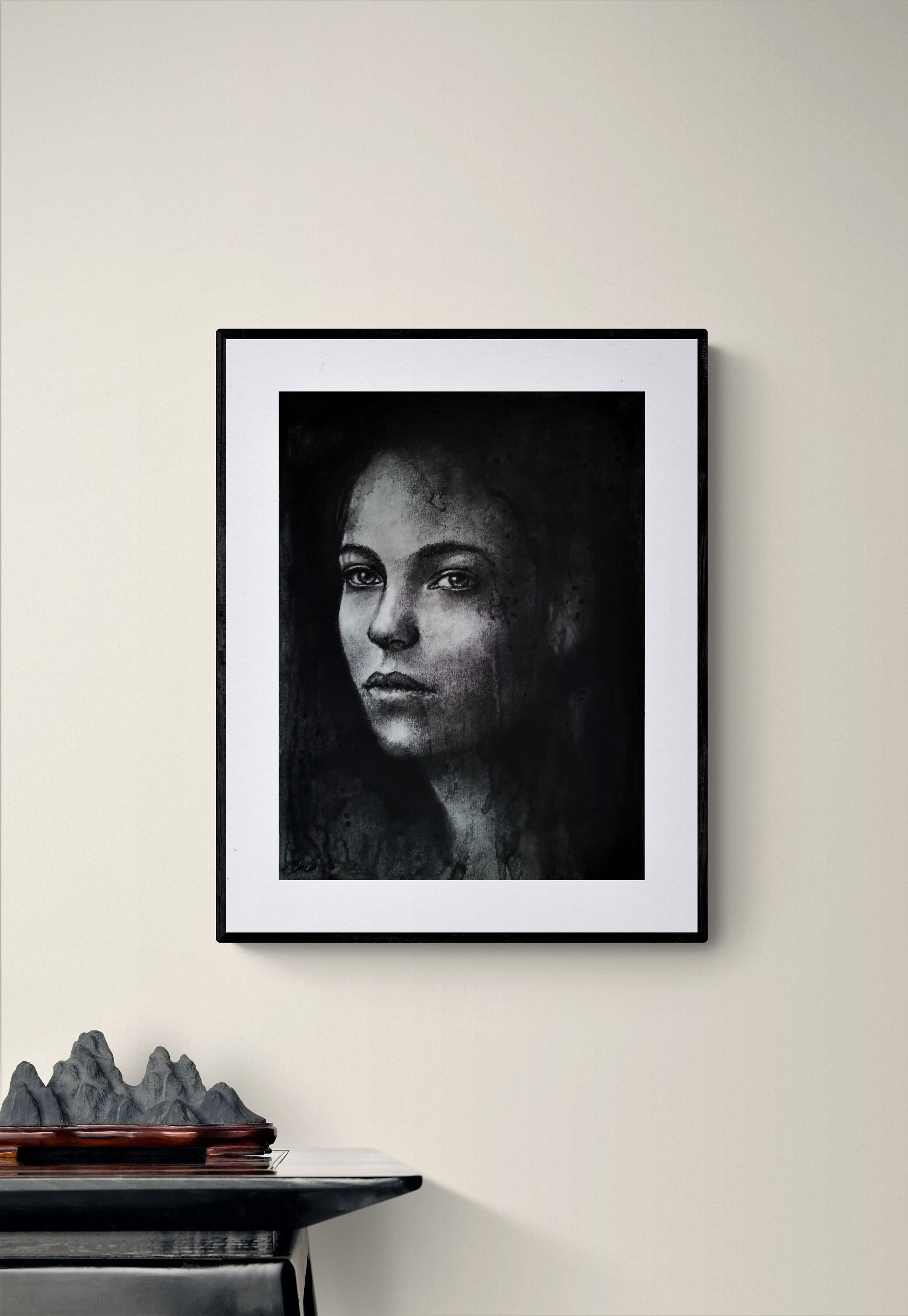 Dark Charcoal Art - Original Black and White Drawing - Etsy