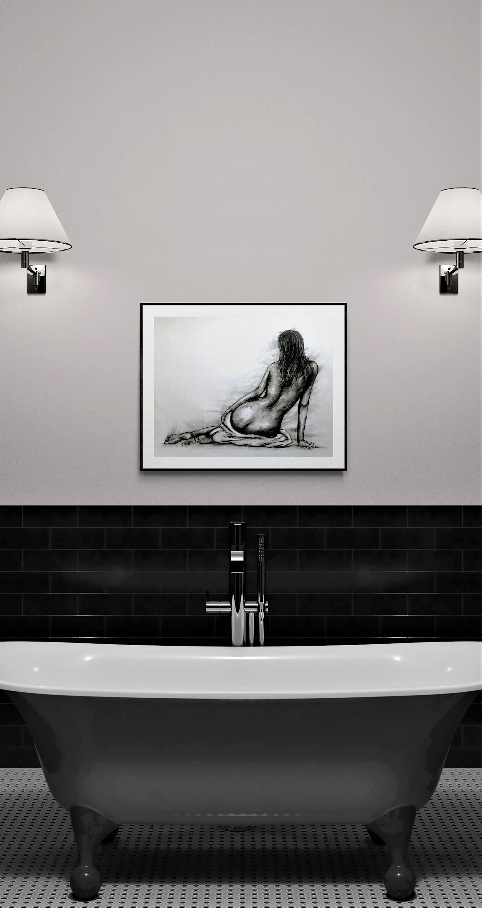 Erotic Art Naked Woman Charcoal Drawing Nudity Wall Art - Etsy Australia