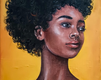 Original Oil Painting: Powerful African American Woman Portrait - 12x16&quot;
