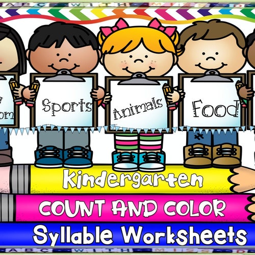 kindergarten phonics worksheets for learning syllables school etsy