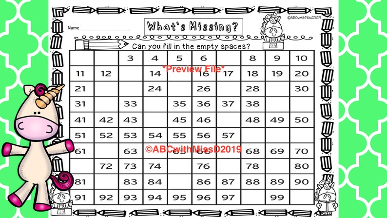 100s Board Math Worksheets Home Learning Printable-teaching to - Etsy