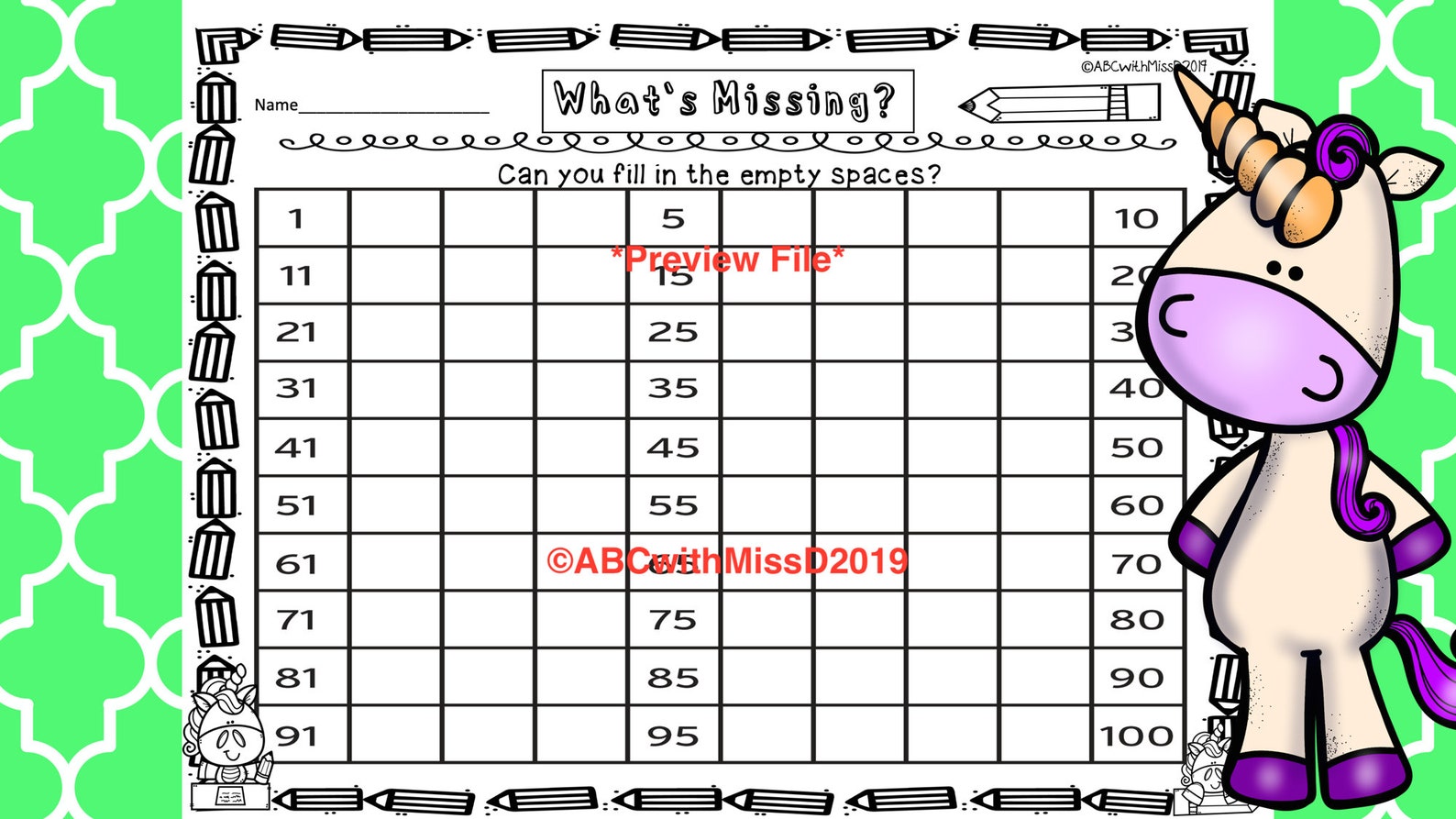 100s Board Math Worksheets Home Learning Printableteaching to Etsy