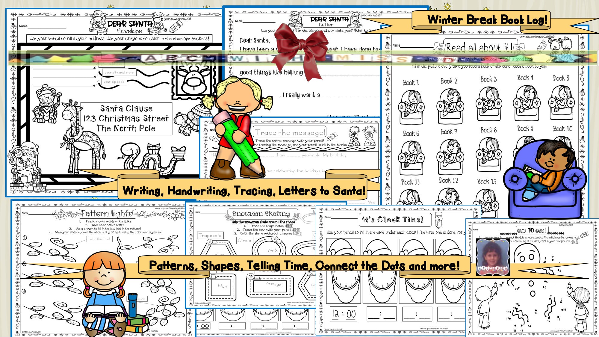 The Christmas Break Packetwinter Workbook for First Grade and Etsy