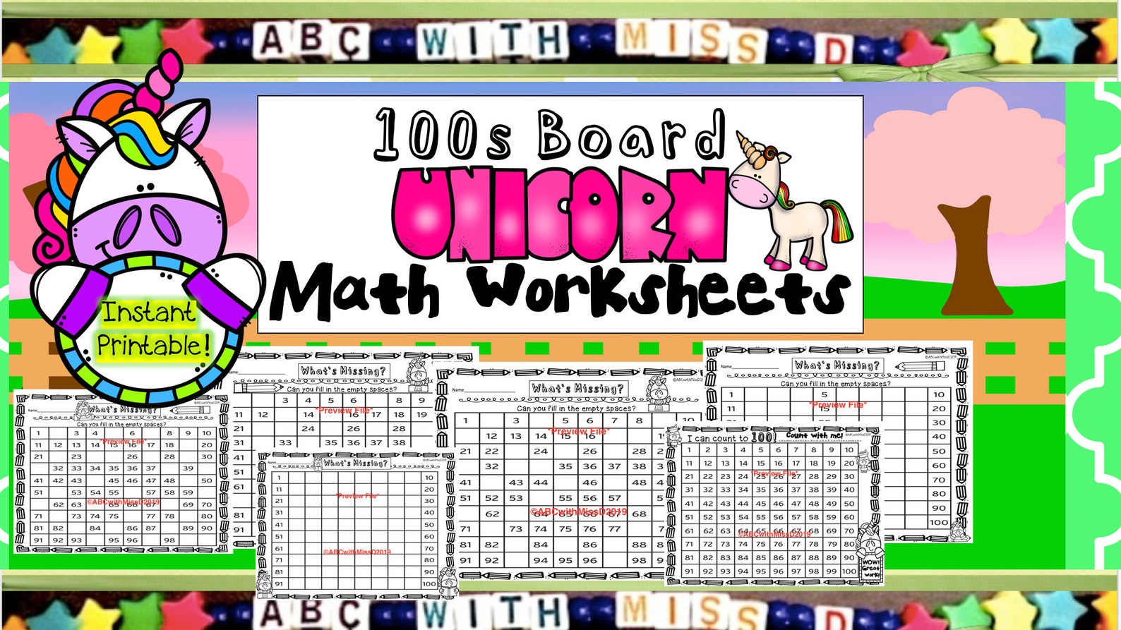 100s Board Math Worksheets Home Learning Printable-teaching to - Etsy