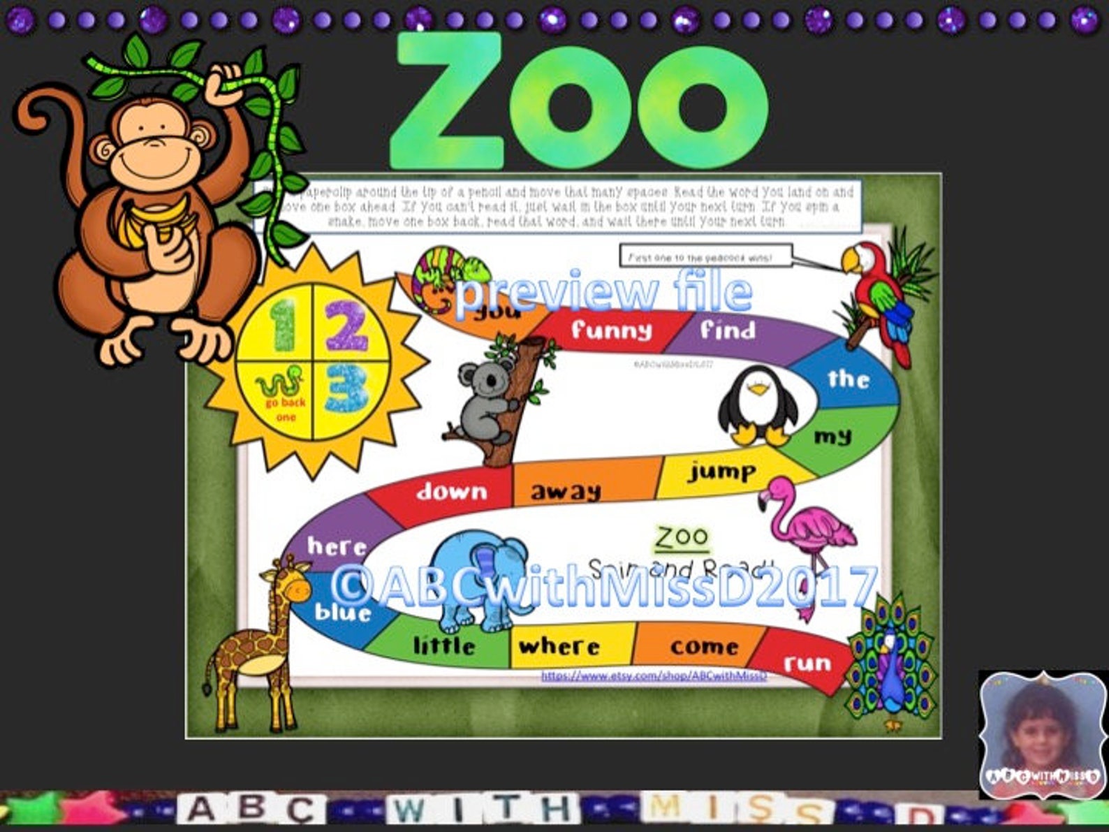 Printable Board Game for Kindergarten and First Grade Etsy