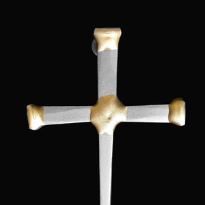 Small Cross by RON SCHMIDT Steel Nail Wall Sculpture Brutalist Jere Mid-century Modern Christian Church