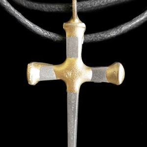 Cross Medallion by RON SCHMIDT Steel Nail Jewelery Pendant Brutalist Jere Mid-century Modern Christian Church