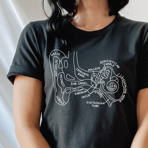 Inner Ear Anatomy Shirt, Audiology Shirt, Audiologist, Ear Anatomy T-Shirt, Vestibular Therapist, Hard of Hearing, Medical Student Shirt