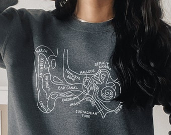 Inner Ear Anatomy Sweatshirt, Audiology Sweatshirt, Audiologist, Ear Anatomy Sweater, Vestibular Therapist, Medical Student Sweatshirt
