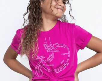 Youth Stomach Anatomy Shirt, Kids Stomach T-Shirt, Kids STEM Shirt, Youth Science T-Shirt, Kids Tubie Shirt, Gastroparesis, GERD Awareness