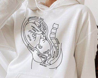 Pregnancy Anatomy Hoodie, Fetus In Utero, Midwife Hoodie, OBGYN, Nursing Student, Obstetrician, Medical Shirt, Expecting Mom, Mom Gift