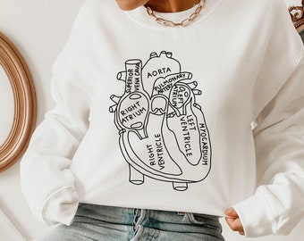 Heart Anatomy Sweatshirt, Anatomical Heart, Heart Sweatshirt, Cardiac Nurse, Physical Therapist, Cardiologist, Cardiology, Vintage Heart