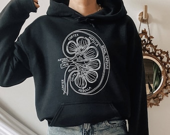 Kidney Anatomy Hoodie, Kidney Hoodie, Kidney Transplant Team, Chronic Kidney Disease, Urologist Gift, Medical Student Hoodie, Kidney Cancer