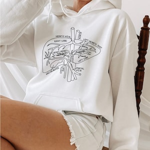 Epatiche Anatomia Con Cappuccio, Epatico Felpa con Cappuccio, Epatologia, Epatologo Regalo, Malattie del Fegato Regalo, Gastroenterologo, Emocromatosi, Anatomia Felpa con Cappuccio