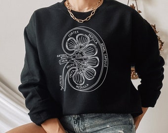 Kidney Anatomy Sweatshirt, Kidney Sweatshirt, Nephrology Nurse, Nephrologist Gift, Chronic Kidney Disease, Kidney Cancer Sweatshirt,