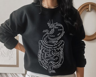 GI Tract Sweatshirt, Digestive Tract Sweater, Anatomy Sweater, GI Tract Anatomy Crewneck Sweatshirt, Gastroenterology, Gastroparesis, IBD