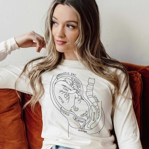 Pregnancy Anatomy Long Sleeve Shirt, Vintage Pregnancy Anatomy Long Sleeve, Obstetrics Nurse, Midwife Gift, Medical Shirt, Expecting Mother