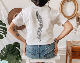 Koszulka z anatomią kręgosłupa, koszulka dla studenta medycyny, chiropraktyk, fizjoterapeuta, student pielęgniarstwa, anatomia kręgosłupa, zesztywniające zapalenie stawów kręgosłupa prezent