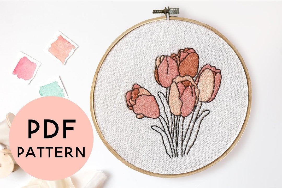 Tulips Embroidery Pattern | DIY Modern Hand Embroidery | Instant ...