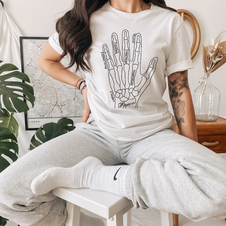Hand Anatomy Shirt, Hand Anatomy Graphic Tee, Hand Therapist Gift, Occupational Therapist, Anatomical Hand, Skeletal Hand, Arthritis Shirt