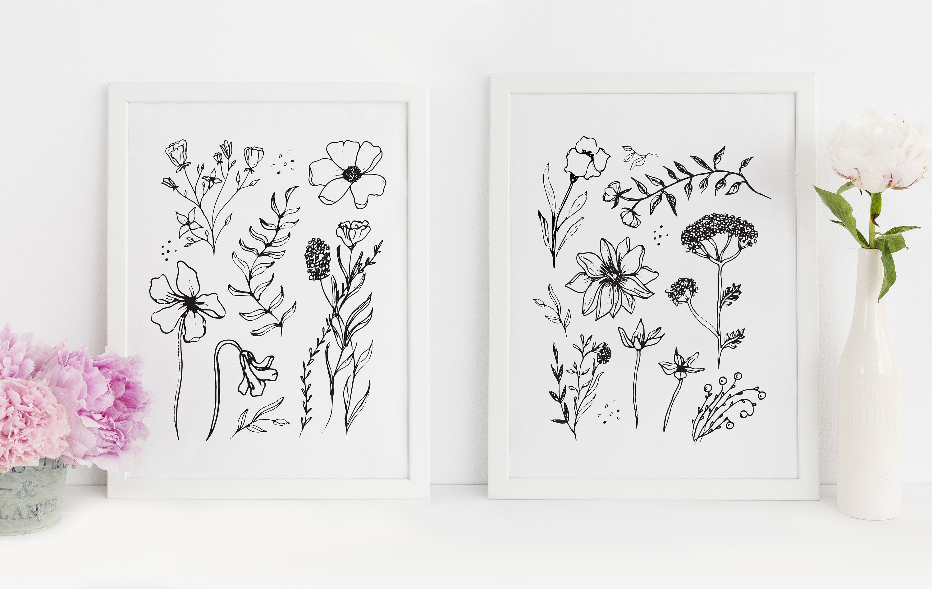 Set of 3 Botanical Printables Floral Printable Nursery or - Etsy