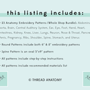 23 Anatomy Embroidery Patterns, Embroidery Pattern Bundle, Medical Patterns, Medical Embroidery, Anatomy Patterns, Whole Shop Bundle Digital image 8