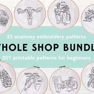 23 Anatomy Embroidery Patterns, Embroidery Pattern Bundle, Medical Patterns, Medical Embroidery, Anatomy Patterns, Whole Shop Bundle Digital image 1