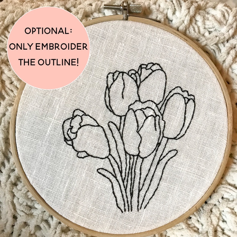 Tulips Embroidery Pattern DIY Modern Hand Embroidery Etsy