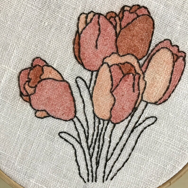 Tulips Embroidery Pattern DIY Modern Hand Embroidery Etsy