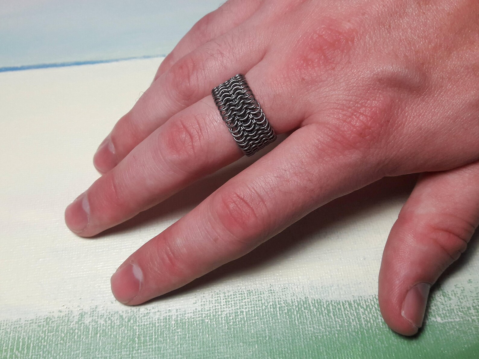 Titanium Chainmail Ring Anodized Color Handmade Flexible Etsy
