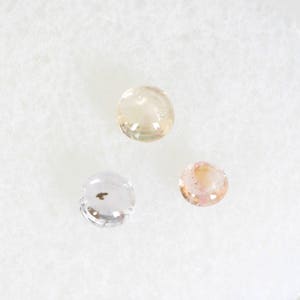 Montana Sapphire Cabochons, Parcel of Fancy Colored Sapphires, Loose Montana Sapphires, 3 Stones - Purple, Peach, Yellow - 2.9mm to 3.6mm