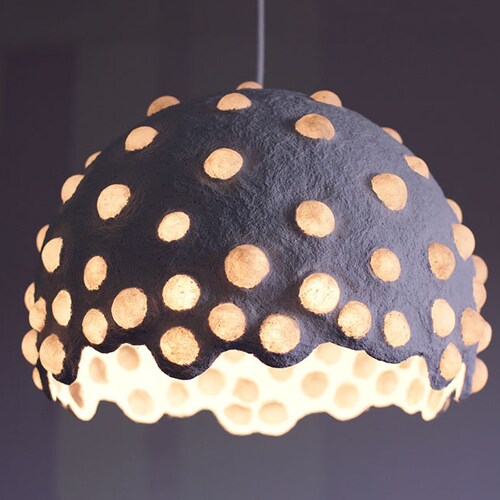 Paper Mache Pendant Light White Recycled Paper Lampshade - Etsy UK