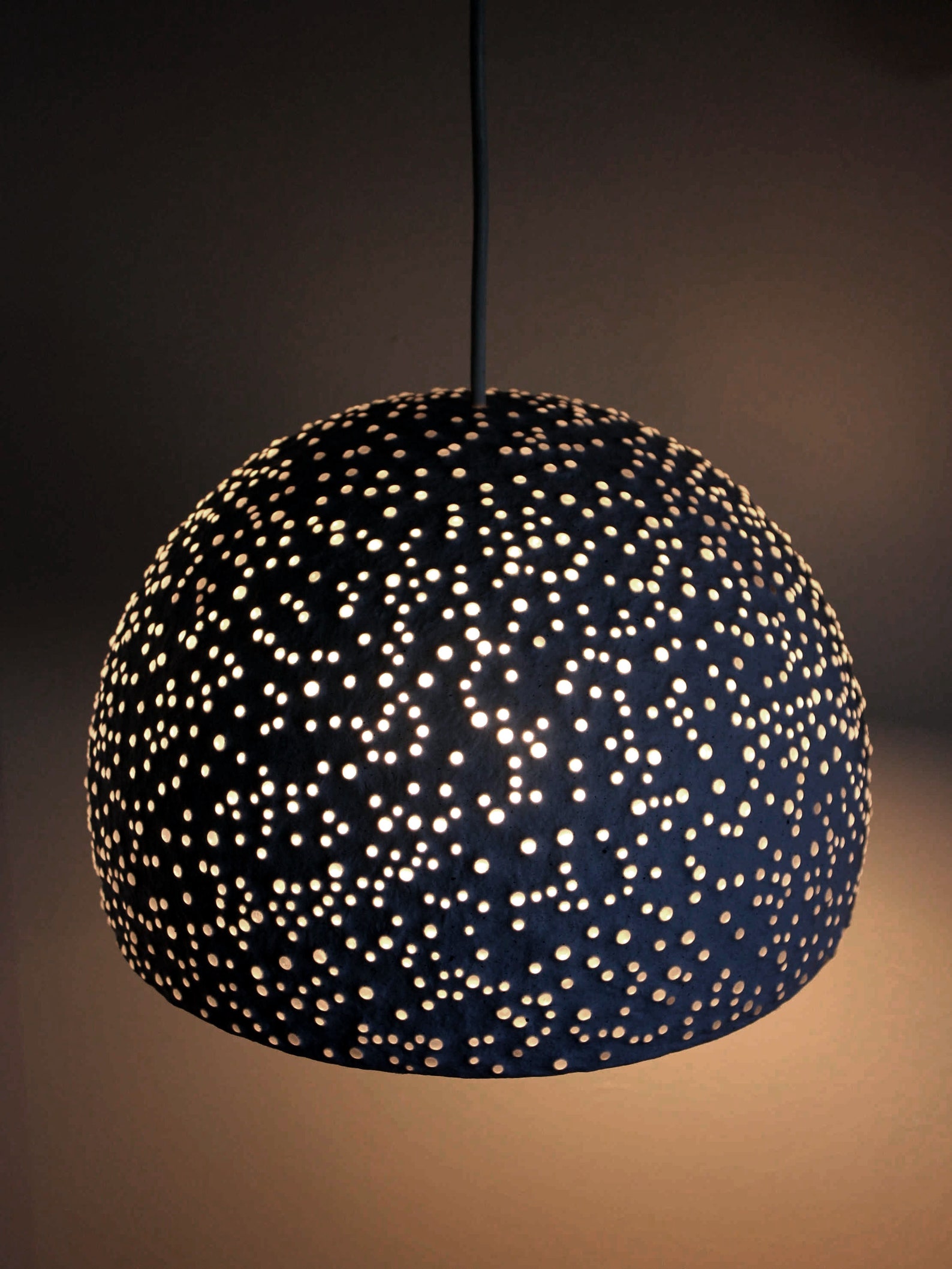 Paper Mache Pendant Light With Glass Beads White Papermache - Etsy